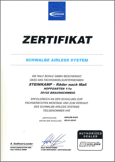 airless zertifikat
